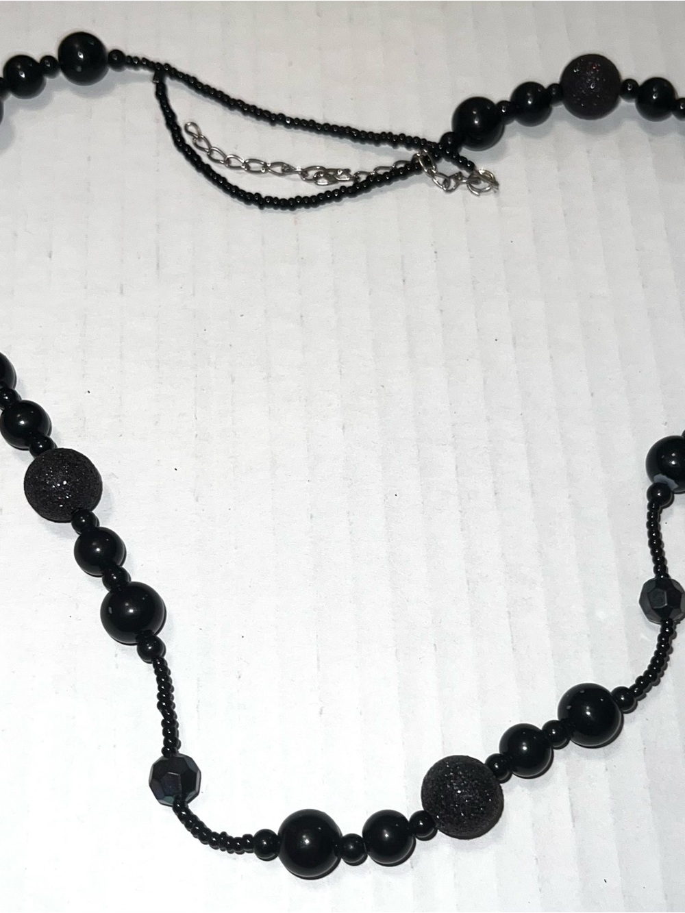Black Beaded Women's Necklace - Elegant Black Bead Strand